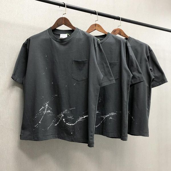 

men's t-shirts ask high street t-shirt small pocket inked graffiti tee oversized o neck casual cotton classic couple clothing, White;black