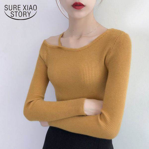 

solid cashmere women's casual turtleneck thin pullover jumper knitted sweater lady 19 sweters women invierno 5044 50 210417, White;black