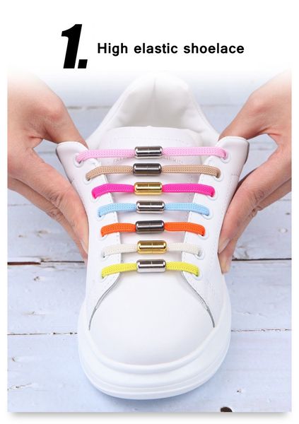 Nenhum laço de sapato Lace Flat Elastic Shoelaces Crianças Adult Sneakers Segurança Laços preguiçosos Laces Unisex Fast metal Lock