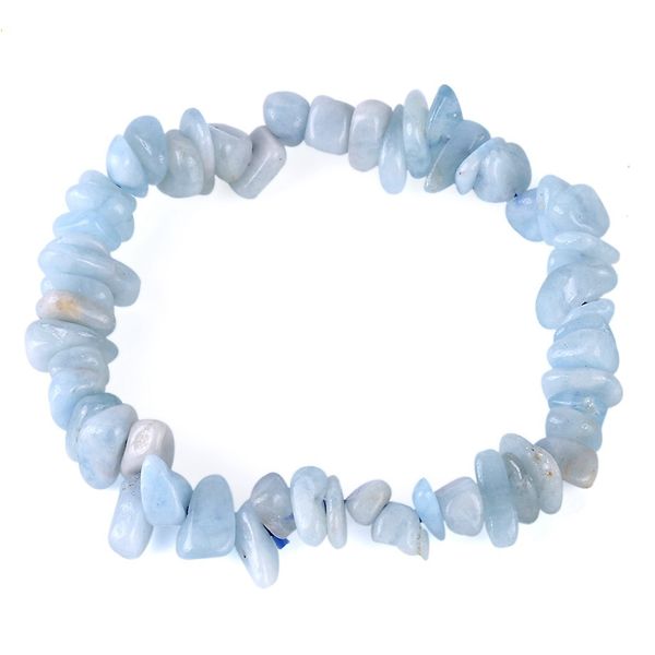 

natural aquamarines stone beads bracelet elastic irregular semiprecious jewelry men women bead bracelets, Black