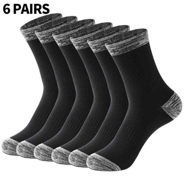 

men 6 pairs lot casual run black sports white male long socks plus size eu 38-48