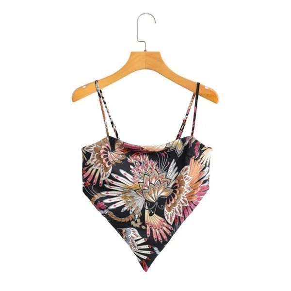 

tanks crop women printed backless bandage lace-up summer sling open back camisoles vest fashion streetwear 210524, White