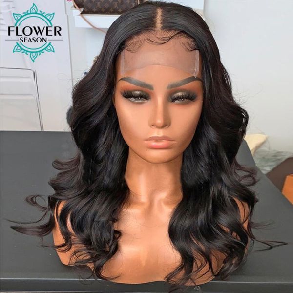 

lace wigs body wave human hair wig 5x5 silk scalp front 180density pu base remy brazilian for women flowerseaso, Black;brown