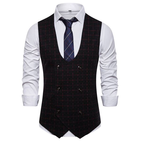 

fashion vest men's casual u-neck in autumn 2021, Black;white