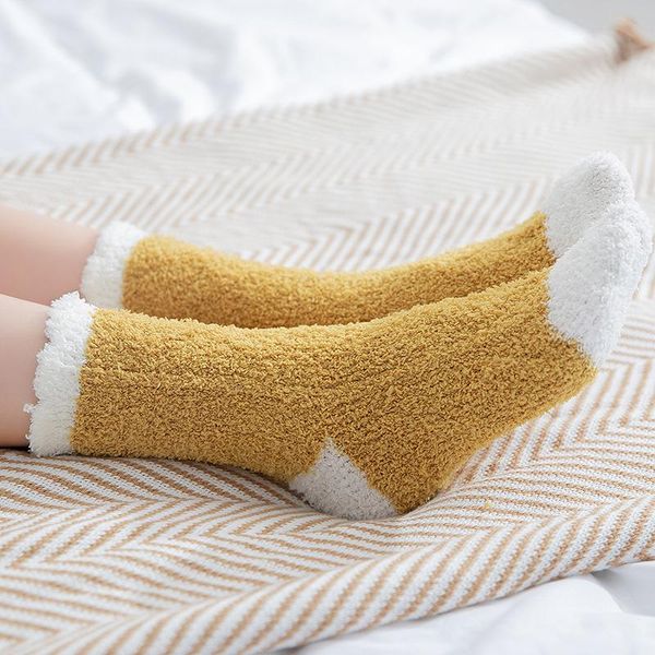 Moda Mulheres Inverno Quente Fluxo Sono Meias Bonito Soft Elastic Coral Velvet Sock Floor Acessórios Home Acessórios Respirável Cama Slipper Socks