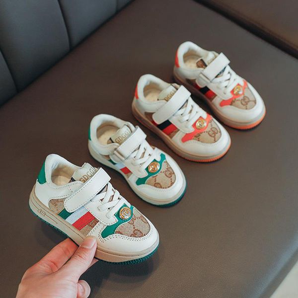Scarpe firmate per bambini di marca italiana Scarpette per primi passi per bambini piccoli Materiale di alta qualità Modello Skateboard Scarpe per bambini Moda Ragazze Ragazzi Sneakers Verde Arancione