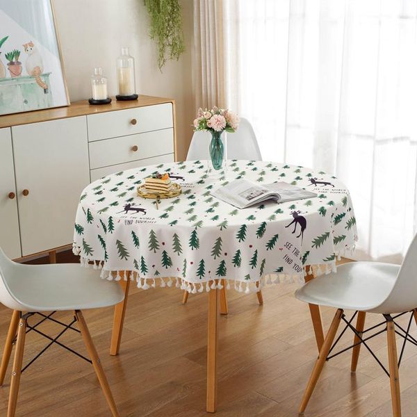 

table cloth decorative round waterproof tassel desk