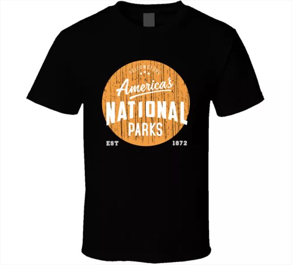 

yellowstone national park 1872 tees retro vintage men's t shirt new, White;black