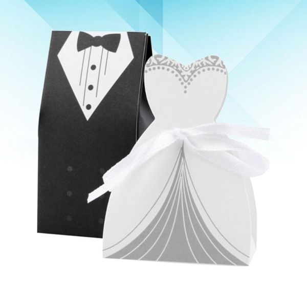 

100pcs creative wedding suits paper candy box boxes chocolate gift treat party favor (50pcs bridegroom + 50pcs bride wrap