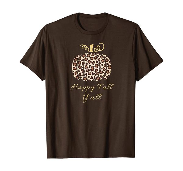 

happy fall y'all leopard print pumpkin t-shirt, White;black