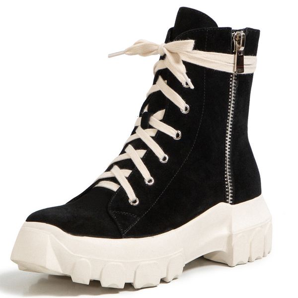 

shoes women snow fashion boot ladies footware platform skin croo-tied martin boots luzn, Black