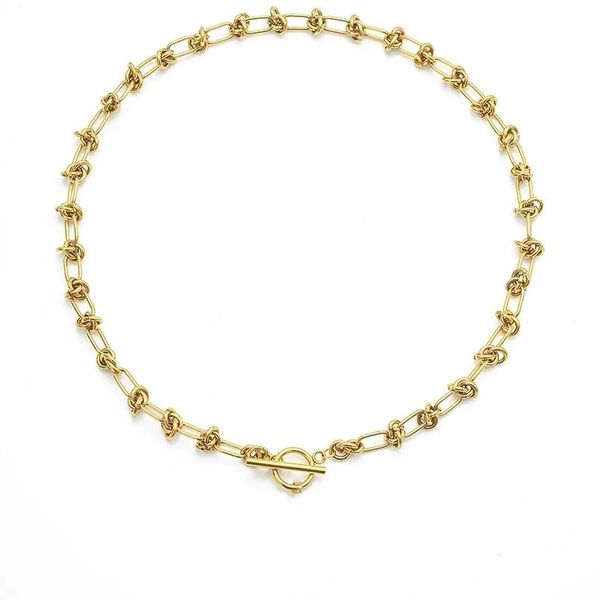 

chains knot chain necklace stainless steel toggle for women metal heavy duty choker collier women's neck, Silver