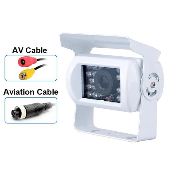 

car rear view cameras& parking sensors white hd wide angle truck bus backup camera heavy duty 18 led ir night vision waterproof vehicle auto