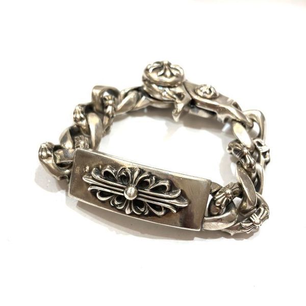 

jiukeluoxin classic cross flower thick bracelet ch lobster button punk 925 sterling silver quanzhilong, Golden;silver
