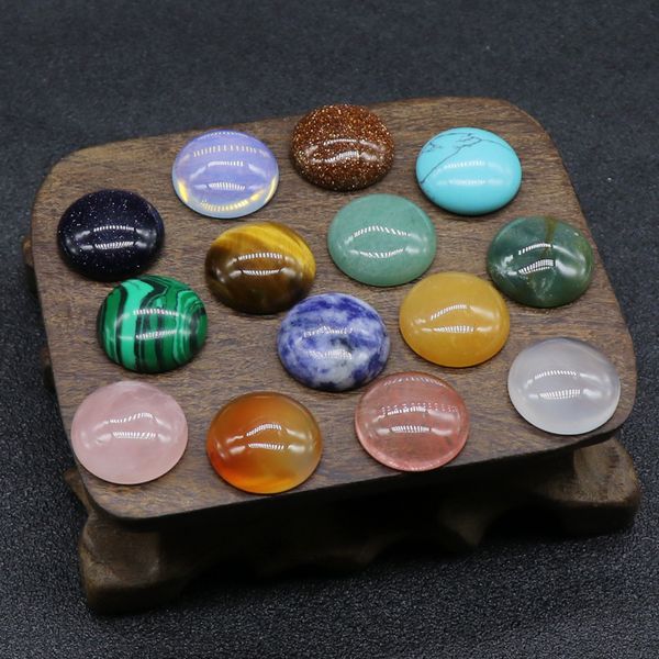 

18mm flat back assorted loose stone round shape cab cabochons beads for jewelry making healing crystal wholesale, Black