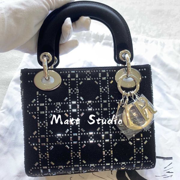 

mattstudio white princess bag satin rhinestone lady four lattice chain messenger