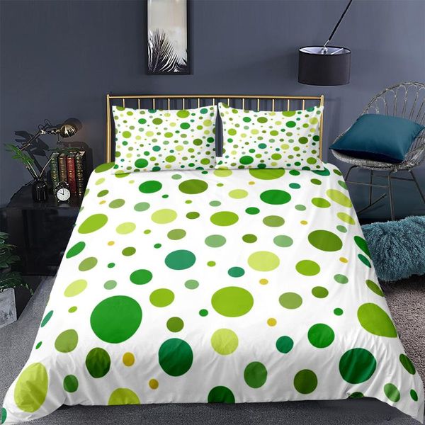 

bedding sets green dots style large circles girlish vintage rounds pattern duvet cover decorative 2/3 piece set with pillow shams