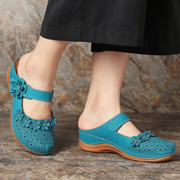 

women's sandals shoes ladies girls genuine leather ankle hollow round toe soft sole fashion size, Black