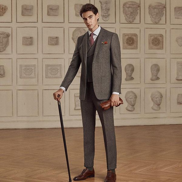 

men's suits & blazers wool retro british style suit flat lapels groom wedding dress formal, White;black