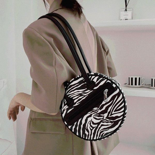 

shoulder bags luxury handbags women designer zebra pattern leather bag female sac ladies hand vintage fashion armpit