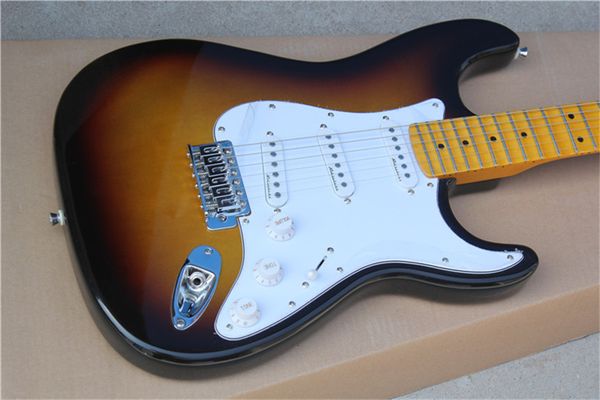 

st electric guitar vintage sunburst color rosewood fingerboard white pickguard guitarar