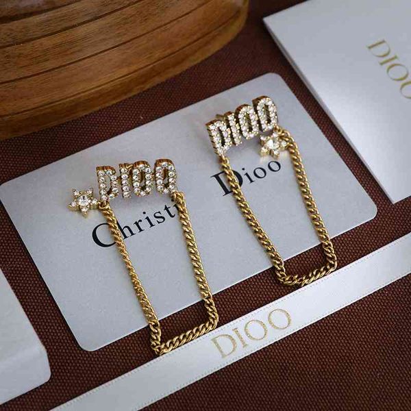 

earrings fashion luxury designer jewelry d family 2021 letter female dijia brass mesh red tassel, Golden
