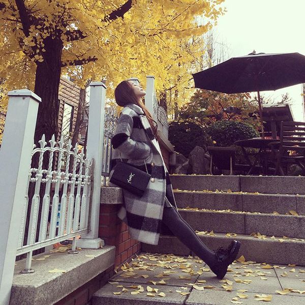 

women's wool & blends women plaid autumn winter trench coat for adjustable waist slim solid black white long plus size jackets 93z6