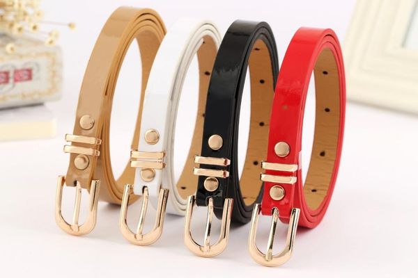 

fashion women multi color thin skinny belts waistband casual faux leather strap buckle imitation pu party favor