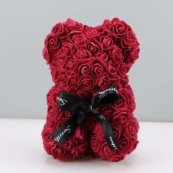 

valentines day gift red rose teddy bear flower artificial decoration christmas gifts women 23/25/28cm decorative flowers & wreaths