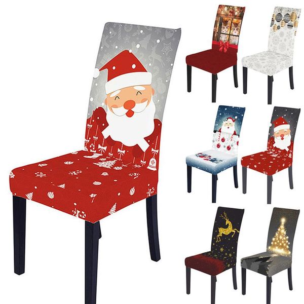 

1/2/4/6 pcs christmas chair cover for dinner table and chairs santa claus spandex covers elastic slipcovers banquet decor