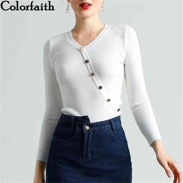 

women's sweaters autumn winter pullover knitted v-neck long sleeve button fashionable slim bottoming sw626 210427, White;black