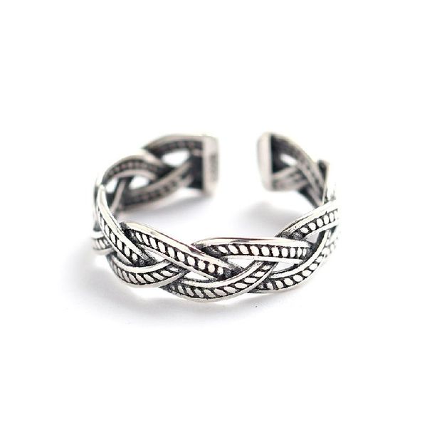 

vintage sterlling silver 925 open rings for women antique link chain twisted woven knotted adjustable bands gifts cluster, Golden;silver