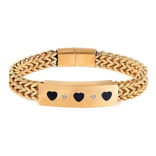 

bangle fysara est design heavy weave chain men nice bracelets stainless sliver and gold color watchband, Black