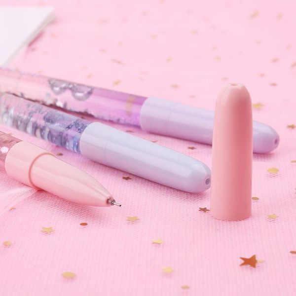 

ballpoint pens w3jd led colorful liquid quicksand 0.5mm pen wand school stationery office supplies for writing, Blue;orange