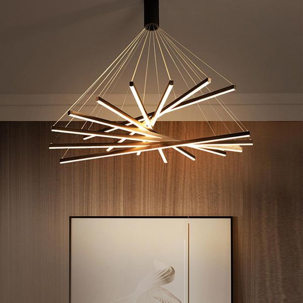 

chandeliers nordic modern art diy led long strip pendant lamp home living room decoration bedroom ceiling chandelier indoor lighting lights