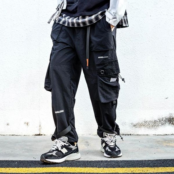 

men's pants hip cargo 2021 men tactical joggers pant casual streetwear long trousers, Black