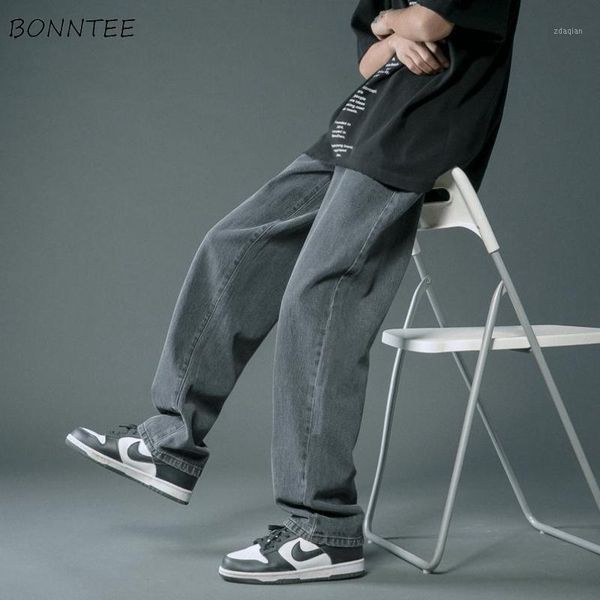 

men's jeans men baggy simple retro all-match hip-hop casual design korean style denim streetwear trousers couples plus size 3xl, Blue