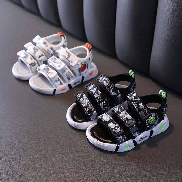 

sandals 2021 letters print pattern kids boys fancy camouflage infant boy beach shoes flat heels leisure children footwear e04252, Black;red