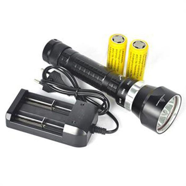 

4xxm-l2 led waterproof 100m scuba diving torch+2x26650+charger flashlights torches
