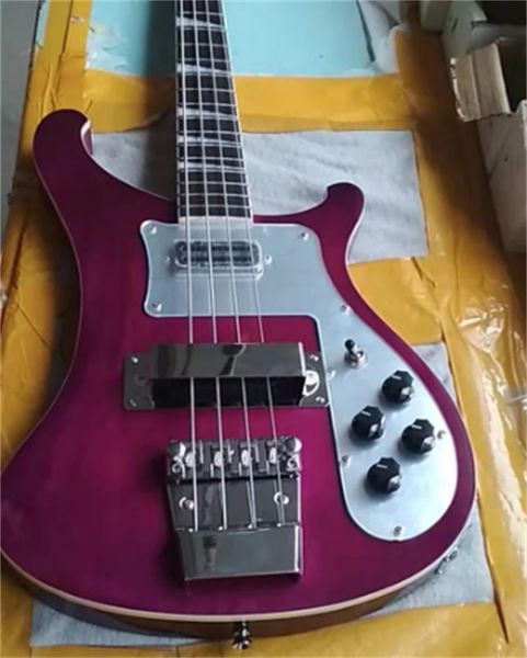 

china oem factory 100% customized purple color ricken 4003 electric bass with double output guitars guitarra