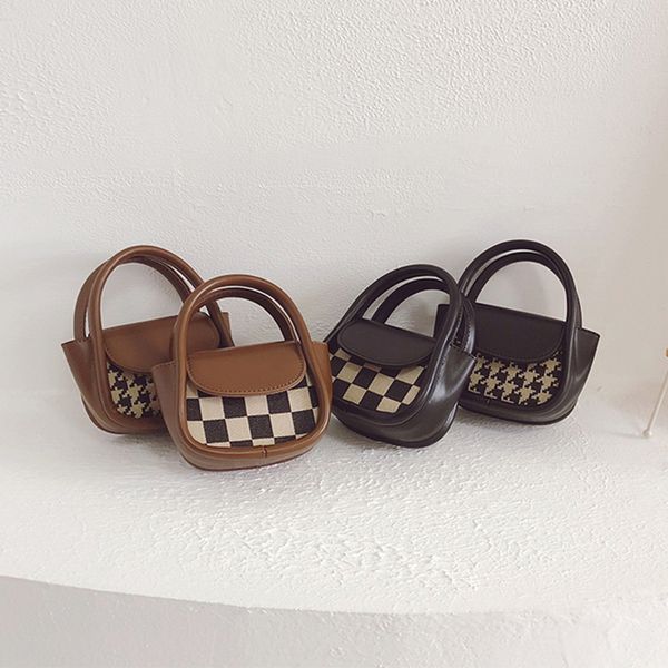 

designer children handbags autumn winter kids plaid color matching parent-child accessories bag little girl crossbody bags zero wallet f982, Black