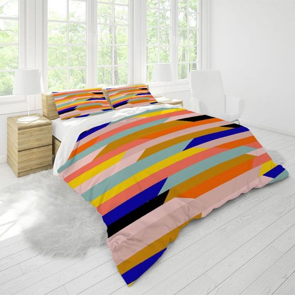 

bedding sets nordic personality stripe home quilt cover men's and women's pillow case king bed single