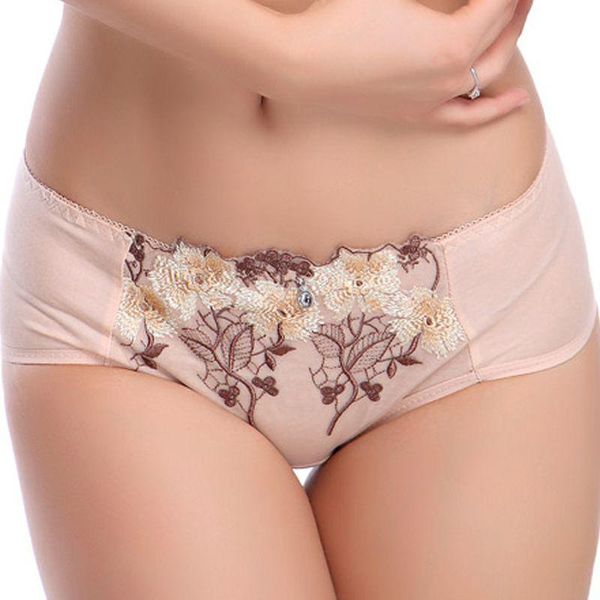 

women's panties lace thin floral lingerie embroidered print briefs breathable mid-rise underwear everyday, Black;pink