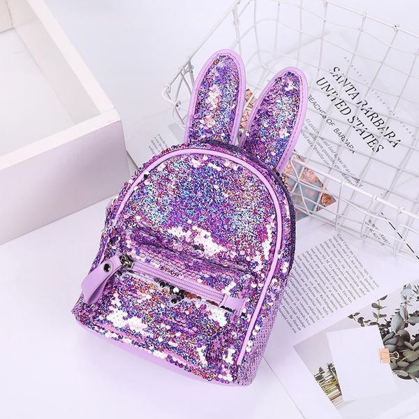 

school bags kids children's backpacks mini fashion sequin ears zipper leather girls small