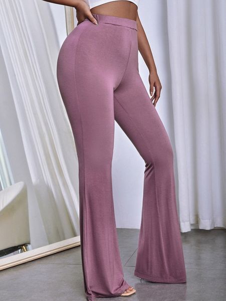 

sxy solid high-rise flare pants g6b4#, Black;white