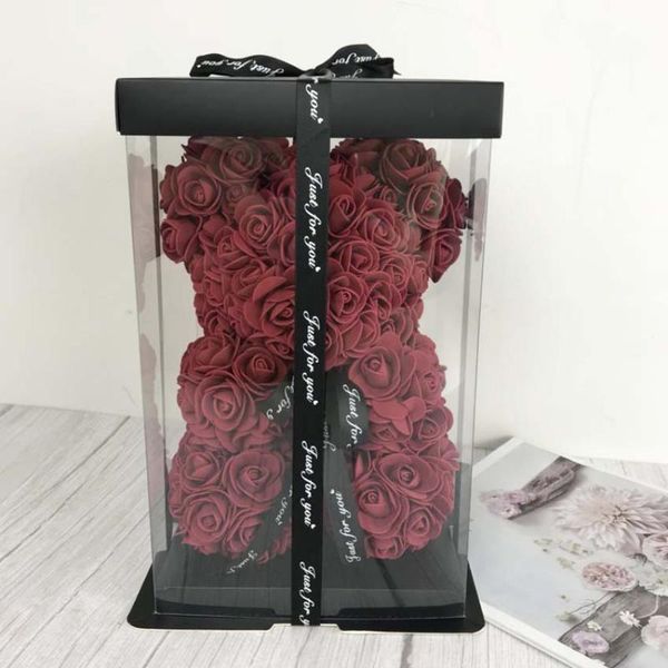 

decorative flowers & wreaths 2021 valentines day gift 25cm red rose teddy bear flower artificial decoration christmas gifts women