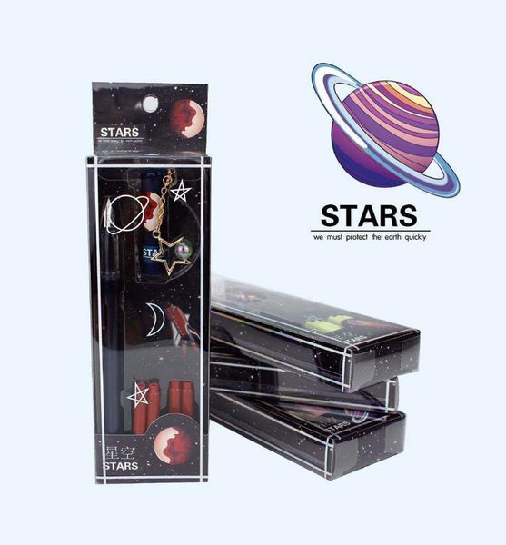 

cartoon moon pen starry sky star fountain black/blue ink sac gift box set office work writing supplies stationery pens
