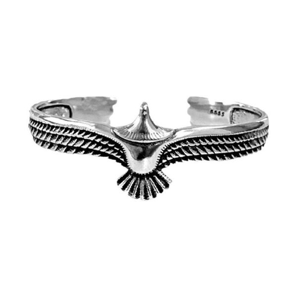 

fashion vintage eagle flying feather pattern bangles bracelet opening adjustable mjolnir viking runes amulet bangle, Black