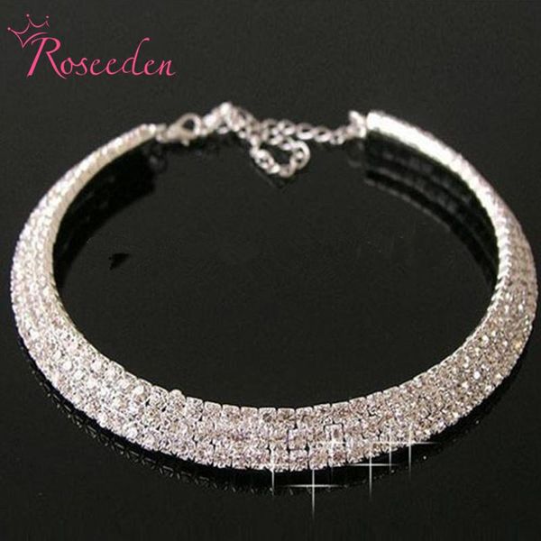 

earrings & necklace different size classic silver color choker necklaces crystal bridal jewelry charms rhinestone wedding re3257