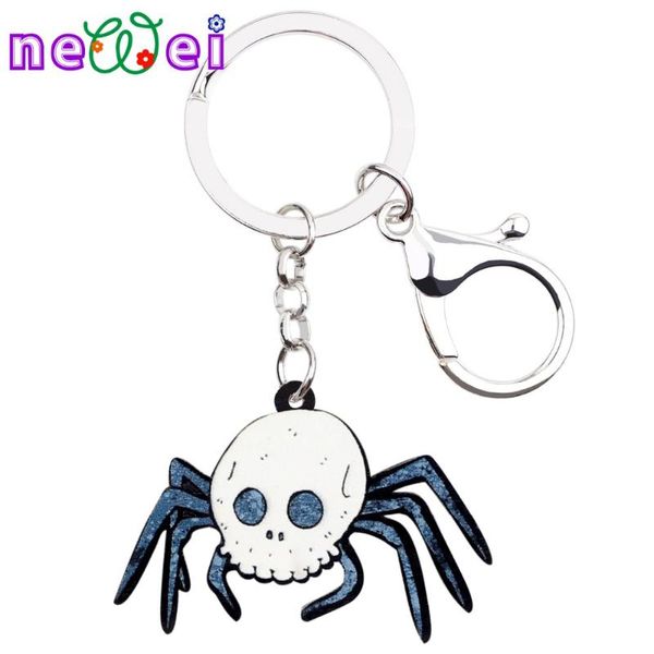 

keychains ei acrylic sweet halloween skull spider key chain keychain ring animal fashion jewelry for women girls bag car gift charms, Silver